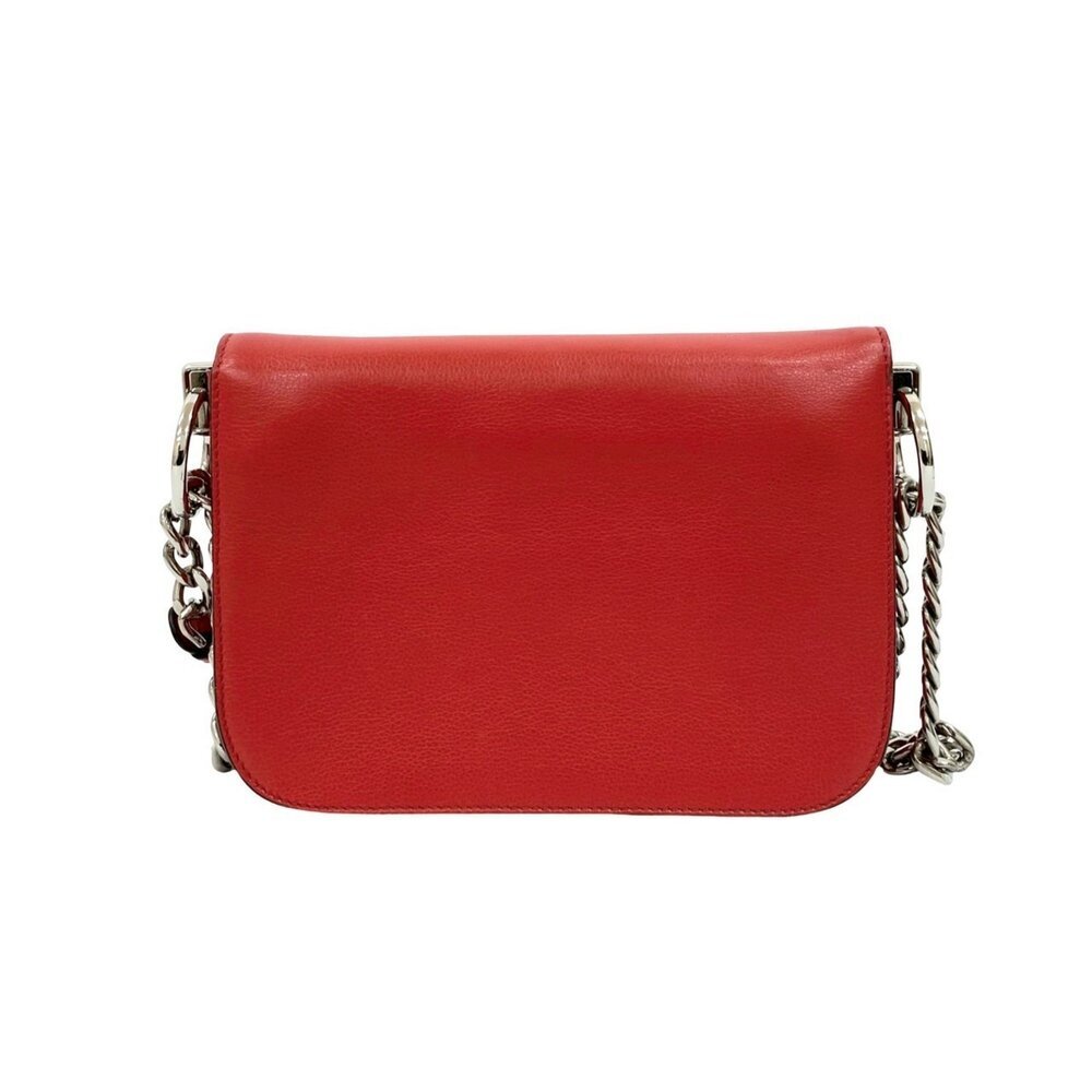 PRADA Red Leather Pochette Shoulder Bag - Picture 3 of 10